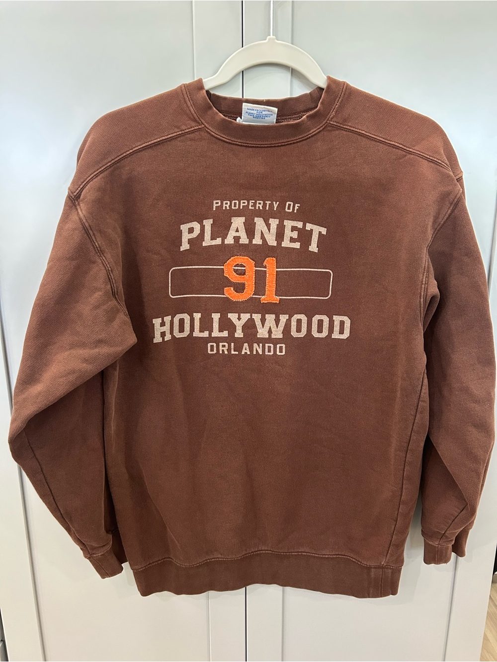 Planet Hollywood Orlando Vintage 90s Brown Crewneck Sweatshirt Medium